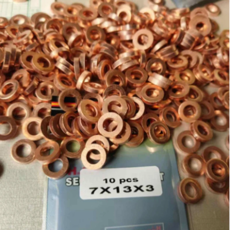 100PCS 7*13*3 CRIN Injector Coper Washer Gaskets For Trucks