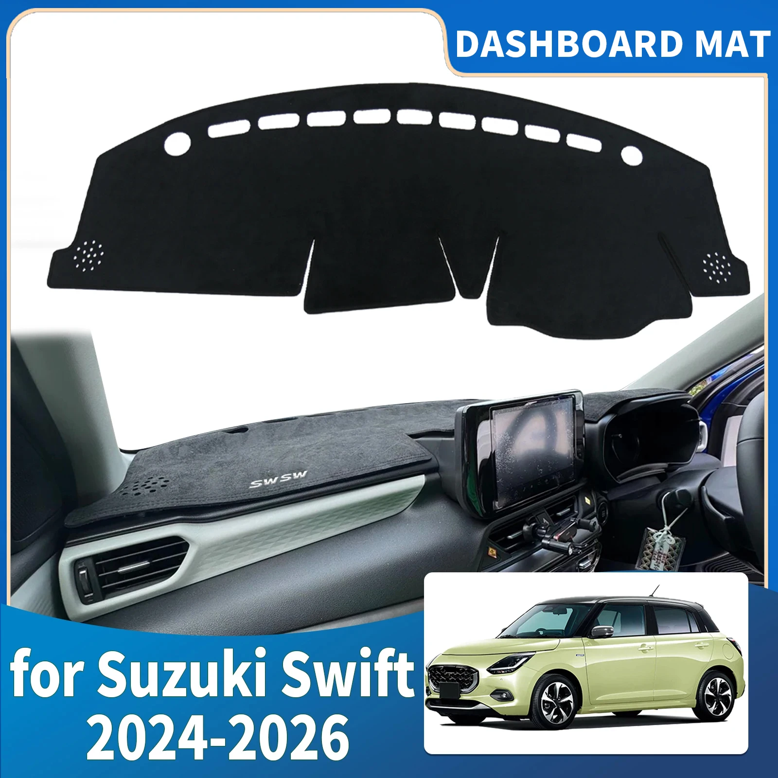 

fit for Suzuki Swift 2024 2025 2026 white logo Car Accessories Dashmat Dashboard Cover Pad DashMat Sunshade Protective Carpet