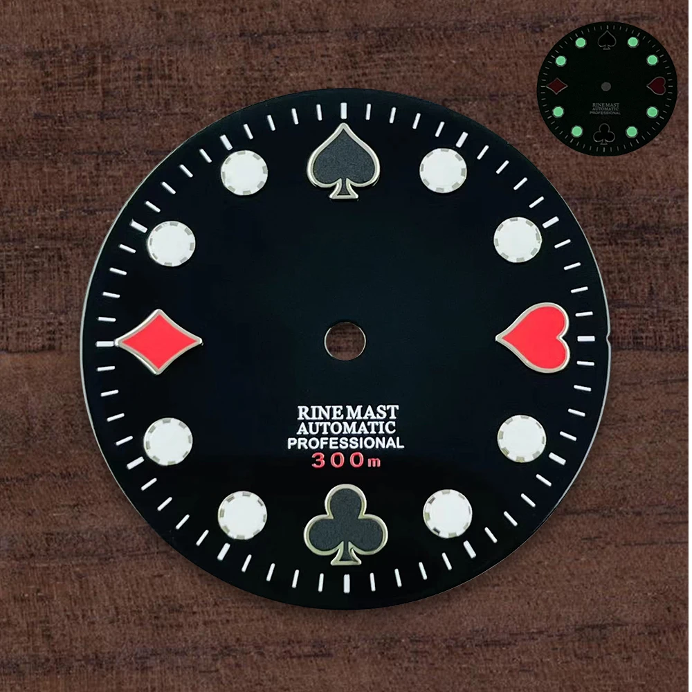 28.5 มม.S โลโก้ Dial เหมาะสําหรับ NH35/NH36/4R/7S ญี่ปุ่นอัตโนมัติสีเขียวส่องสว่างนาฬิกาการปรับเปลี่ยนอุปกรณ์เสริม