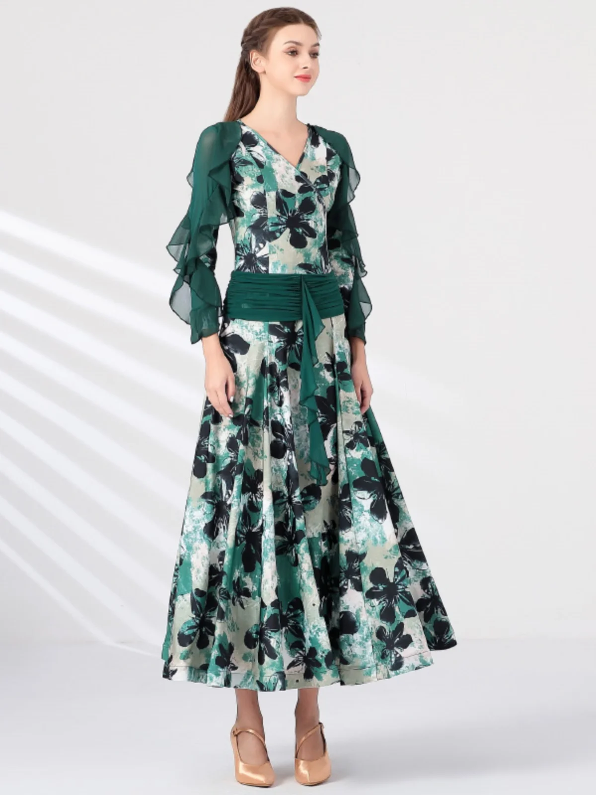 2025 neue Erwachsene Drucken Modern Dance Kleid Ballroom Dance Kostüm Kleid Walzer Ballroom Dance Kleid My 867