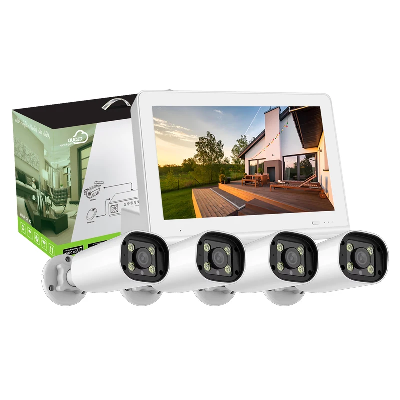 Hd Surveillance 4mp Ip poe camera system with screen 4ch poe nvr camera Kit set 4 channel nvr home security cctv system