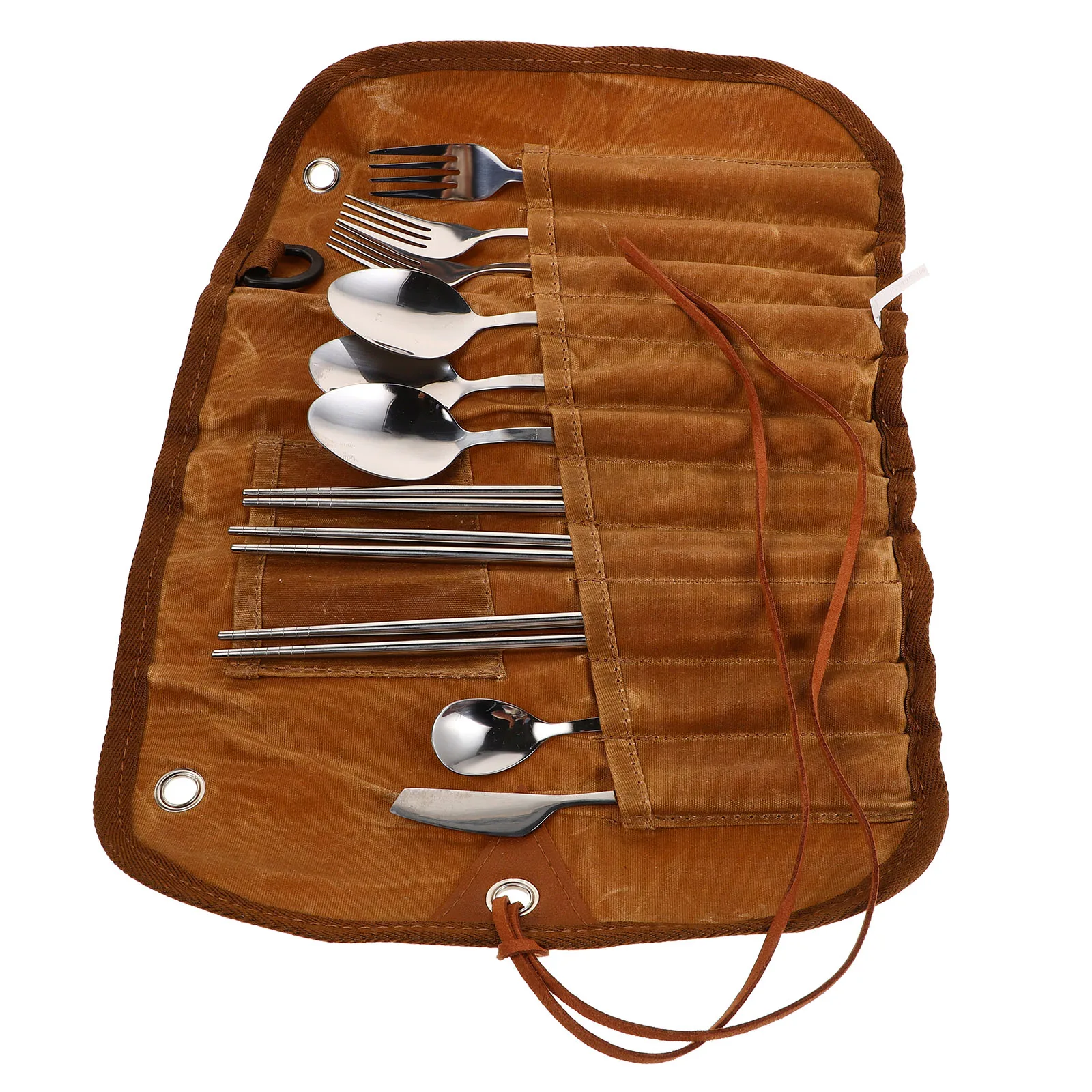 

1 Set Multi-Function Utensil Kit Bag Picnic Camping Stainless Steel Cutlery Portable Outdoor Tableware Fork Spoon Chopsticks