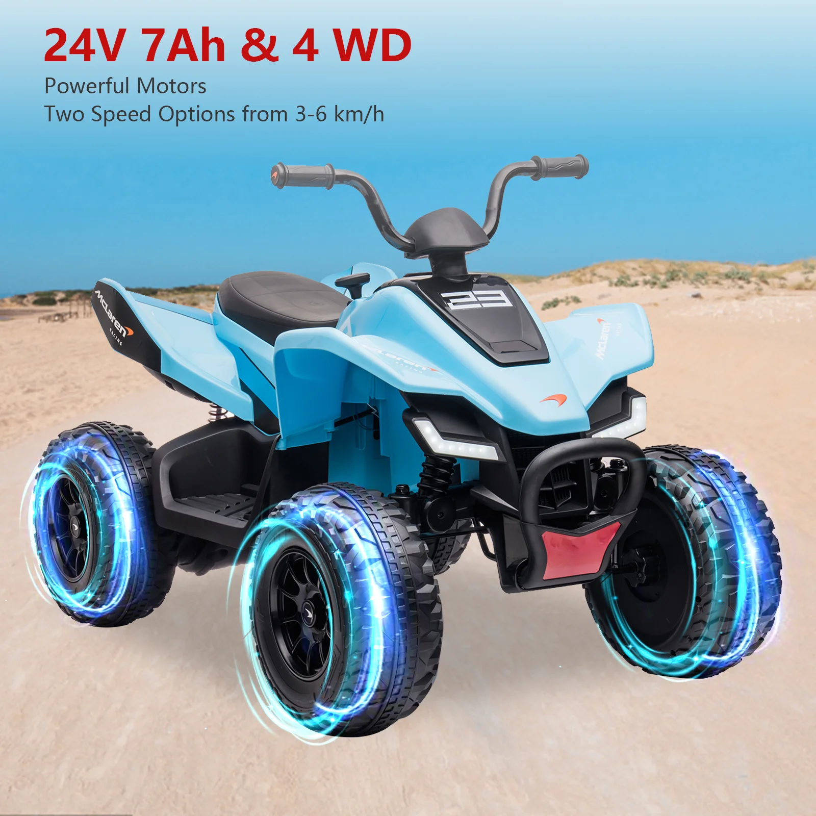 24v 4wd crianças passeio em atv carro brinquedo veículo elétrico para idade 3-8y crianças meninos meninas presente de festa com velocidade de segurança, luz led, música