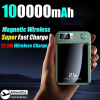 100000mAh Magnetic Power Bank 22.5W Wireless Fast Charger For Magsafe Portable Auxiliary Battery Pack For Iphone Samsung Xiaomi