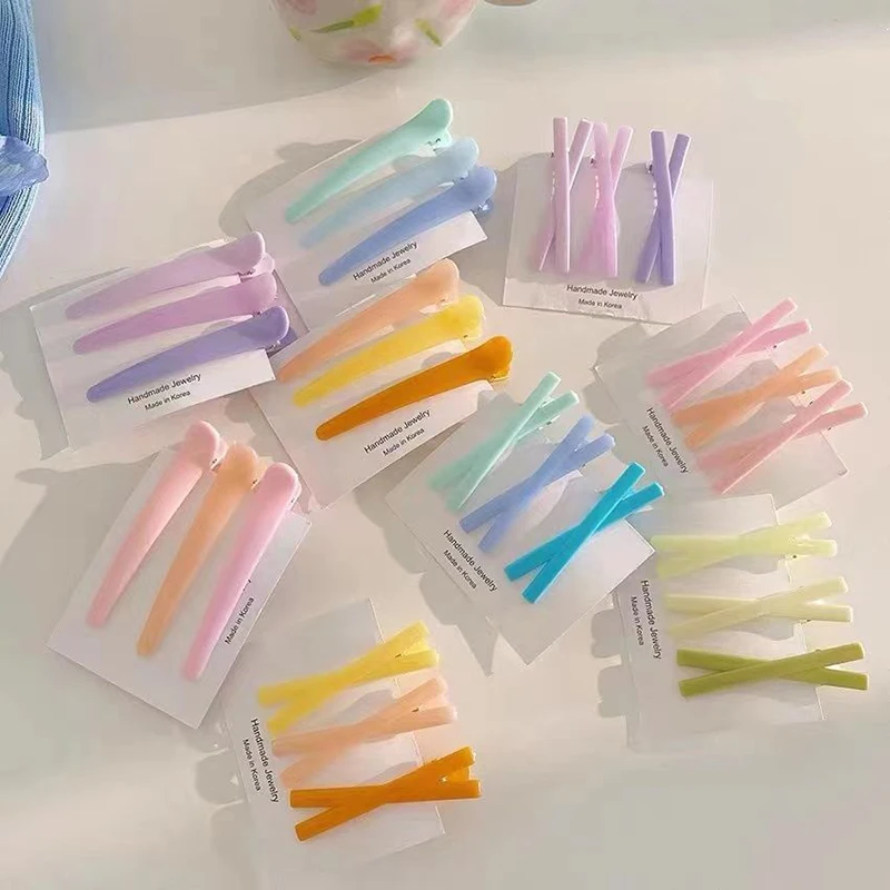 10Pcs/Lot Korean Sweet Girls Hairpin Gradient Color Cross Seamless Bangs Side Clip Candy Color Headwears Hair Clips Styling
