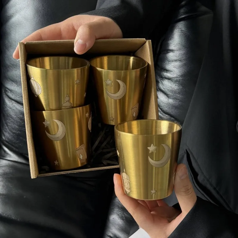 

170ML Middle Eastern Style 304 Stainless Steel Gold Tea Cup Arabic Coffee Cup Cocktail Cup Bar Party Drinking Utensil