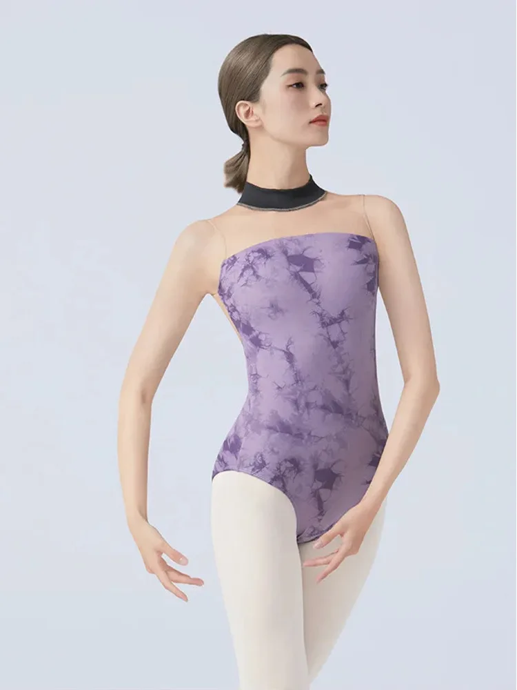 رومبير أنيق شبكي مرقع بدون ظهر - ملابس رقص باليه خفيفة الوزن لأداء المسرح وجلسلات الممارسة