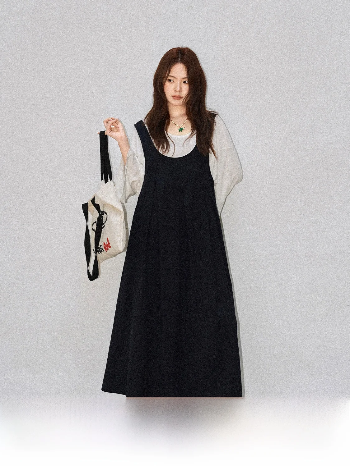 

JINGU Saint Summer Long Sve Midi Dr U-Ne ort And Long Strap Hanfu Sle Fre And Sweet Sle Свободная талия