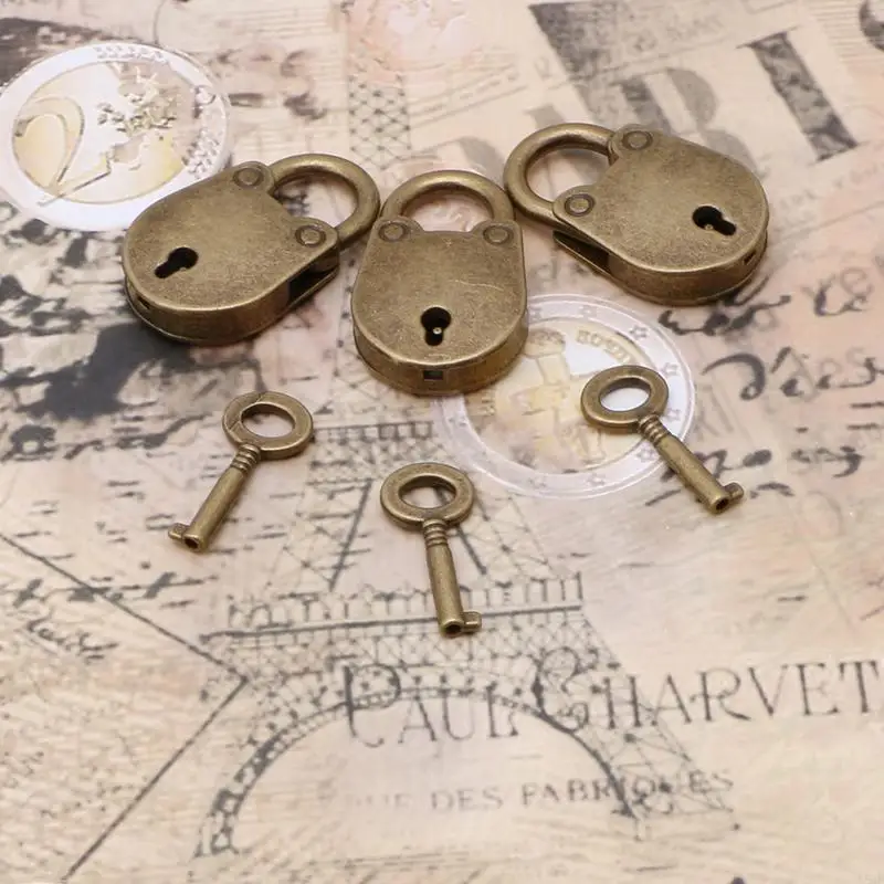 K8GF Vintage Old Antique Mini Archaize Padlocks for Key Lock With for key (Lot