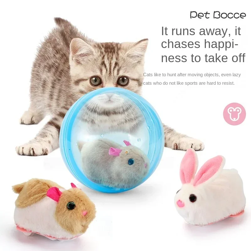 New Electric Rabbit Hamster Rolling Ball Popular Playing Cat Electronic Plush Dog Cat Machine Pet ToysChristmas Halloween Gift