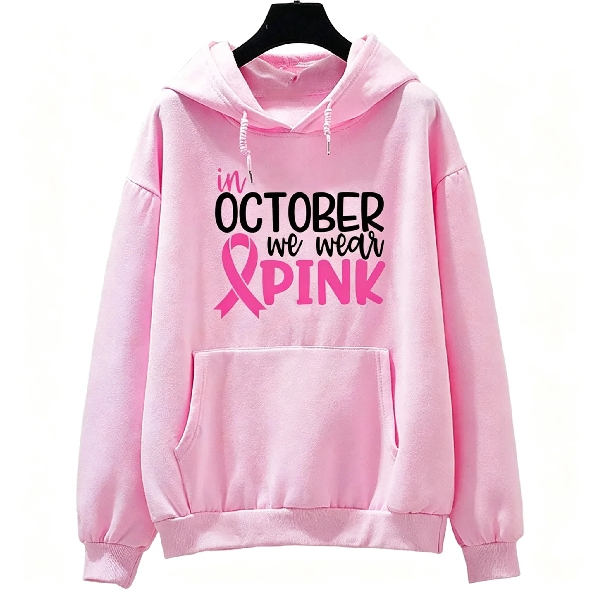 Im Oktober tragen wir das „We Wear Pink“-Sweatshirt, ich bin ein Überlebender, Kleidung, Team, Motivation, langärmliges Shirt zur Sensibilisierung für Krebs, Damen-Shirt. – Detail 12