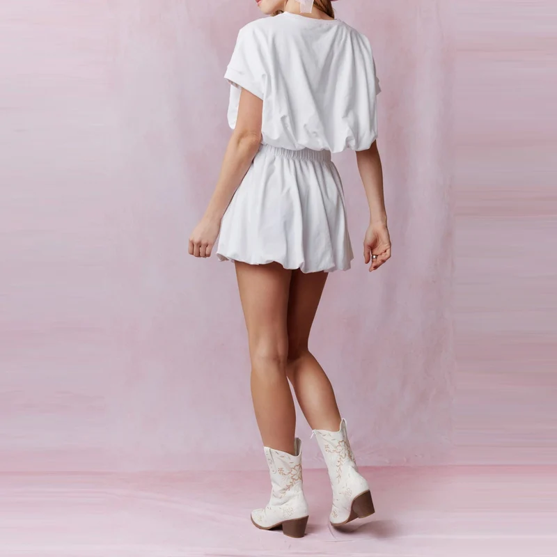 Cute Sweet Casual Party Y2K Matching Suits Women Sequin 2 Piece Outfits Chic Short Sleeve Crop Top Elastic Waist Mini Skirt Sets view 6