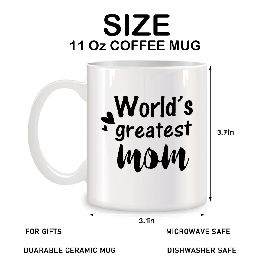 World's Greatest Mom Mugs For Mom Mother Mama New Mom Birthday Gifts Novelty Coffee Ceramic Tea Cups White 11 oz