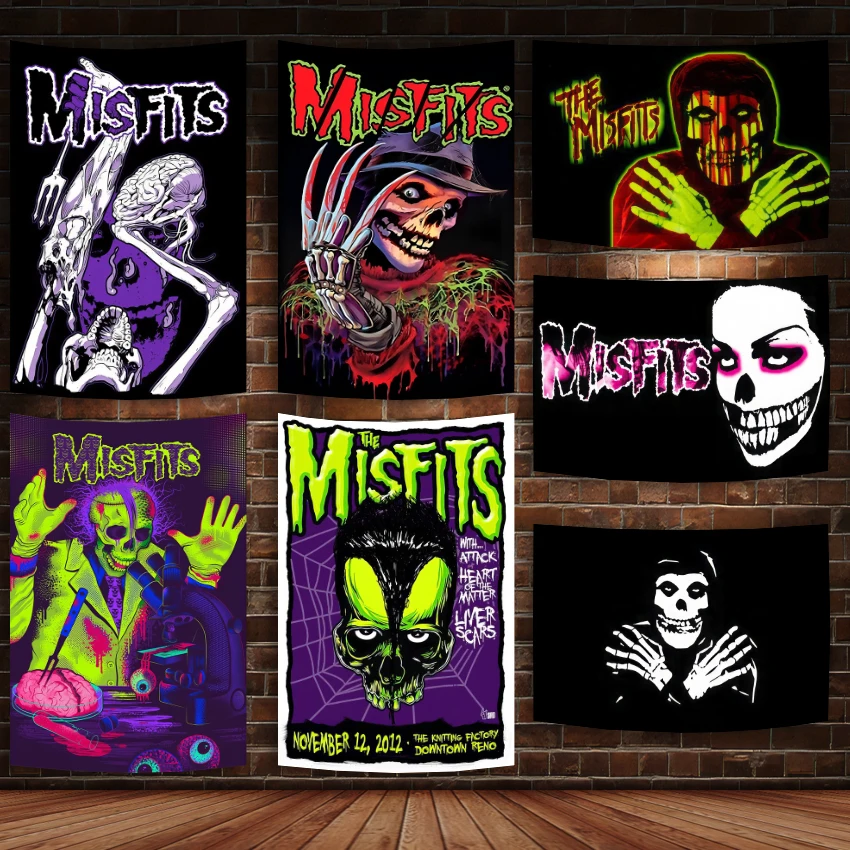 

90x150 American Punk Band Misfitss Decorates Room Home Tapestry Wall Hanging Banner Sofa Blanket