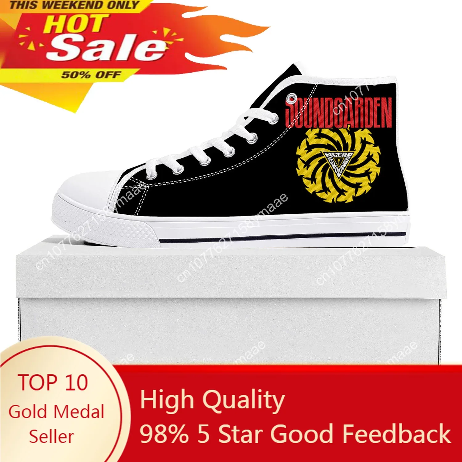 

Soundgarden Rock Band High Top Sneakers Mens Womens Teenager Canvas High Quality Sneaker Casual Custom Made Shoes Customize Shoe