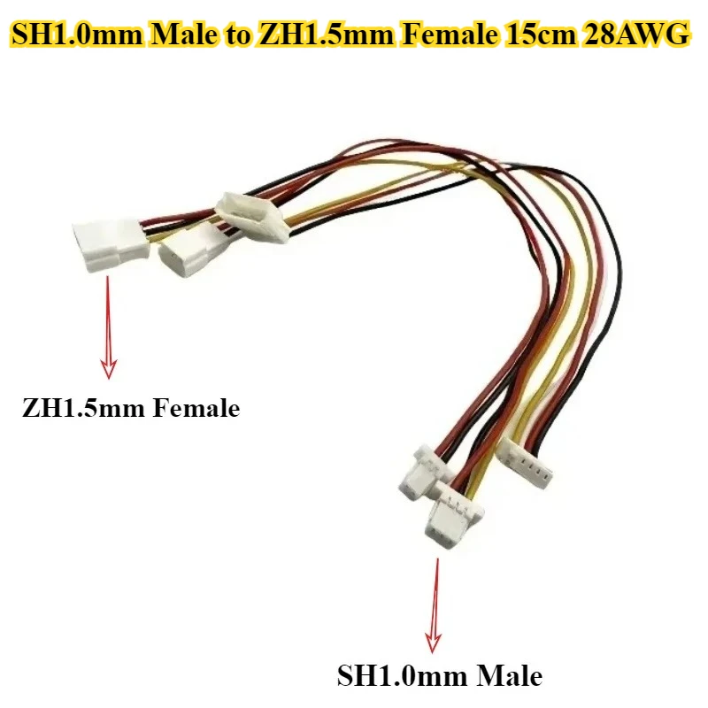

10/30/50Pcs/lot SH1.0mm Male Head to ZH1.5mm Female Head 2P 3P 4P Wire Length 15cm 28AWG For Toys Drone Fan Plug Cable Connector
