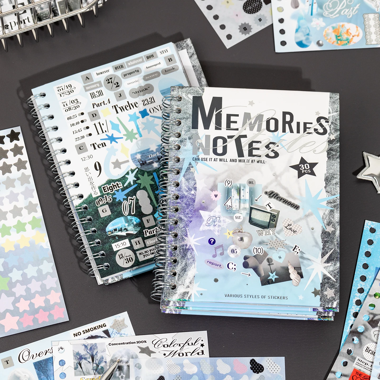 Mr.Paper 30 Blatt Spiralgebundenes Stickerbuch mit Ausstanzmotiven, Dream Island Serie, koreanische Stil-Sticker für DIY-Journaling und Scrapbooking