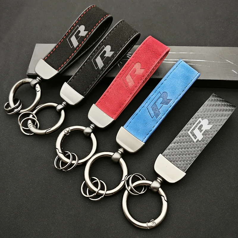 Luxury Leather Leather VW R Logo Car Keychain For Volkswagen Passat B5 B6 Polo Tiguan Golf Santana Touran Jetta Magotan Beetle