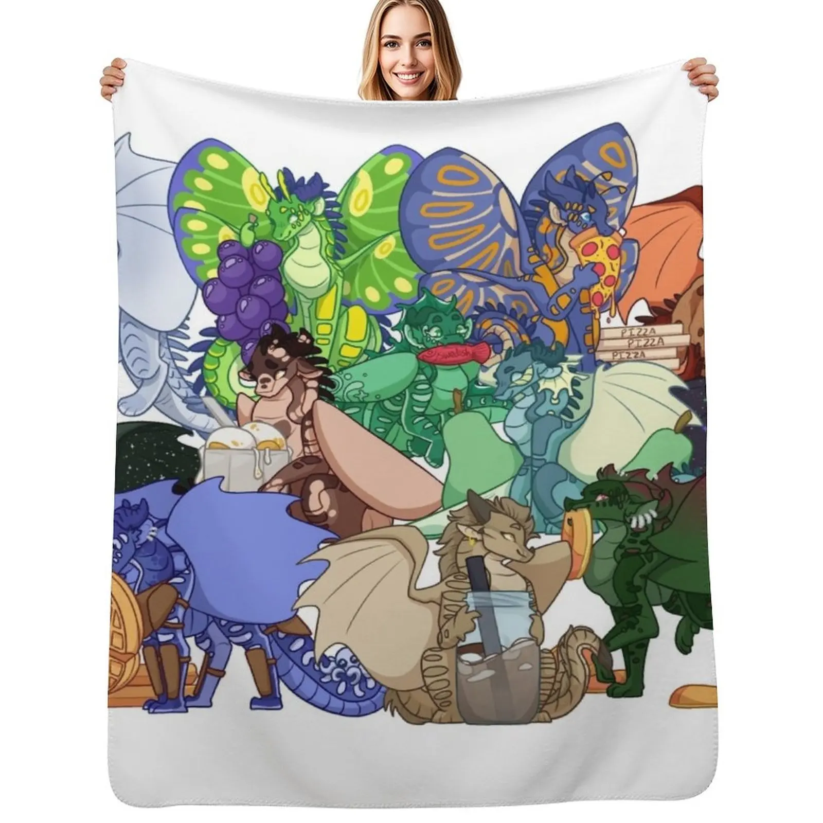 Wings of fire with Food 3 Throw Blanket Travel Flannel For Decorative Sofa funny gift Moving Plaid on the sofa Blankets