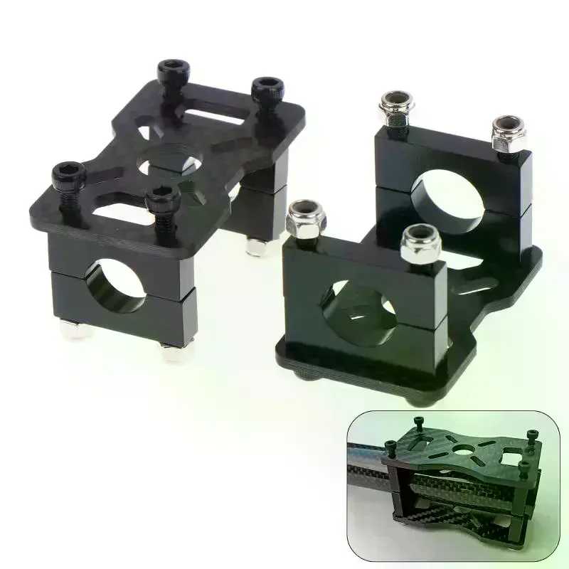 12/14/16/18/20/22/25/30mm 3k Carbon Fiber Motor Base Fixed Seat Mount Plate Pipe Clamp For RC Aircraft Model