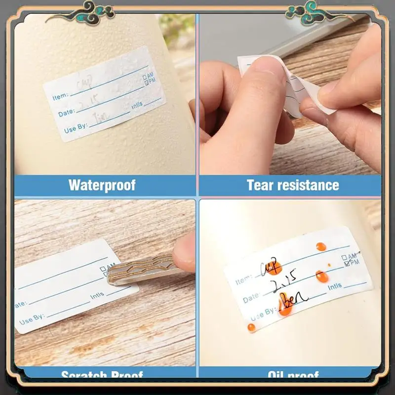 Reliable-4 Rolls 2000Pieces Removable Freezer Labels, 1 X 2Inch Food Date Stickers Food Date Labels Refrigerator Food Labels