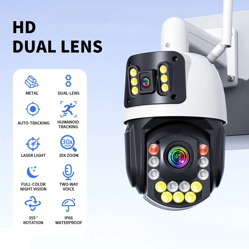 Spherical 360-degree Panoramic Zoom Ball Linkage Monitoring Camera Outdoor Mobile Phone Remote WIFI/4G IP66 Alarm Cloud