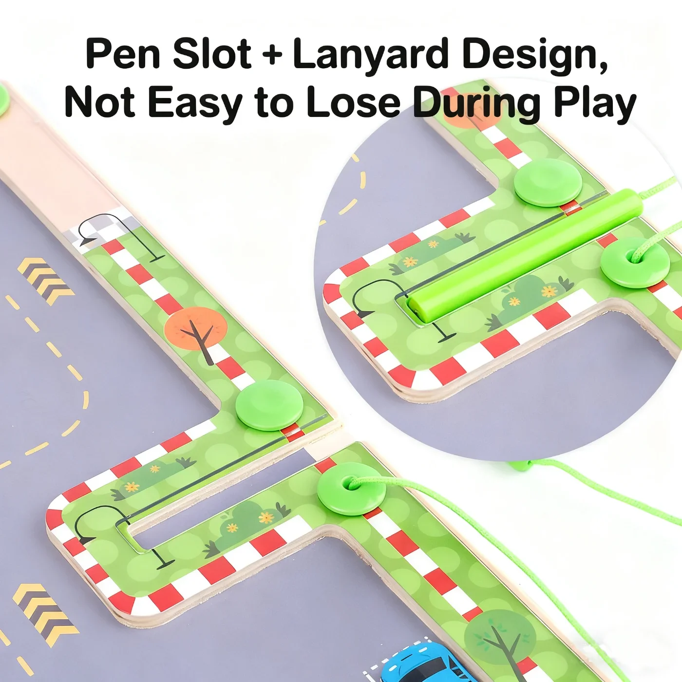 Magnetyczny labirynt samochodowy z alfabetem, zabawki Montessori, nauka liter ABC, zabawki edukacyjne dla najmłodszych, nauka słów w przedszkolu, zabawki rozwijające motorykę małą dla dzieci.