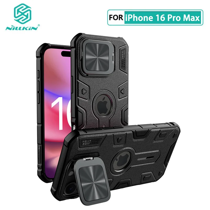 

For iPhone16 Pro Max Magsafe Case NILLKIN CamShield Armor Slide Camera Magnet Cover for iPhone 16 Pro Max With Ring Kickstand