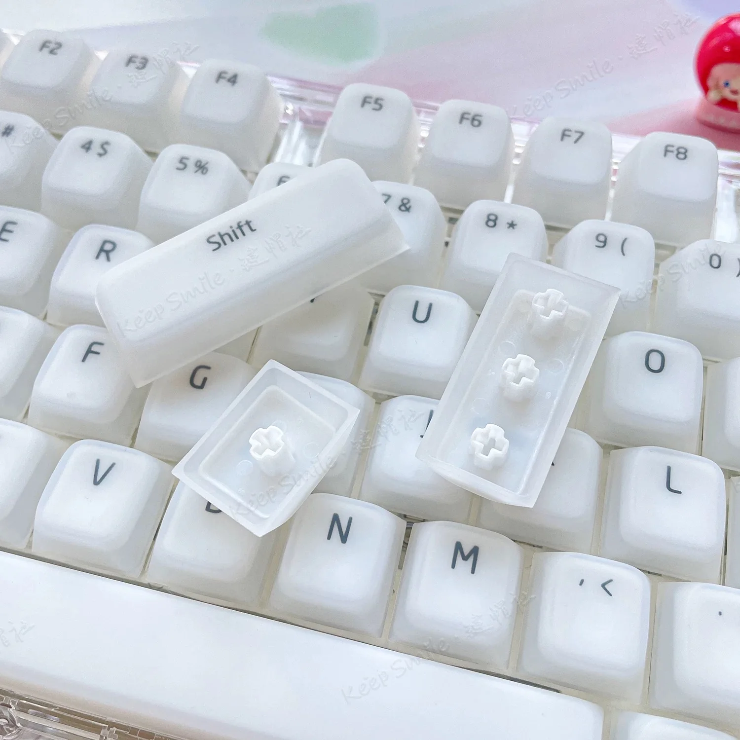 108 Keys Silicone Keycap Jelly Pudding Mechanical Keyboard for MX Switch Chreey Profile White Keycaps DIY Backlit Jelly Crystal