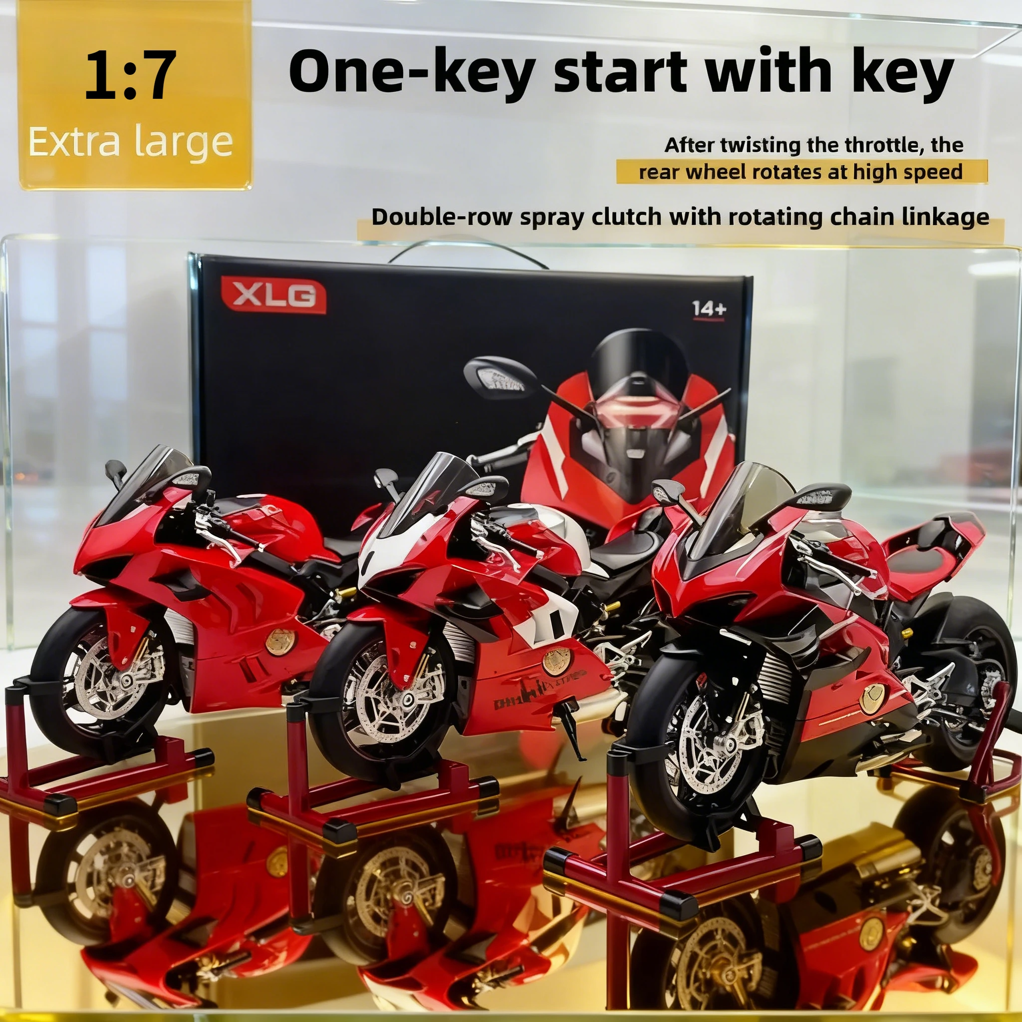 

Для Ducati V4s Ignite Start Smoke Effect 1:6 Panigale модель мотоцикла из сплава, имитационная модель, большой проект украшения, подарок на день рождения