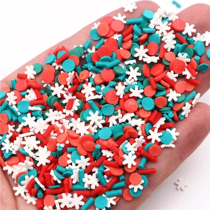 20g Mixed Xmas Snowfake Slices Christmas Polymer Clay Sprinkles Crafts Soft Clay Nail Shaker DIY Crystal Mud Filler Accessories