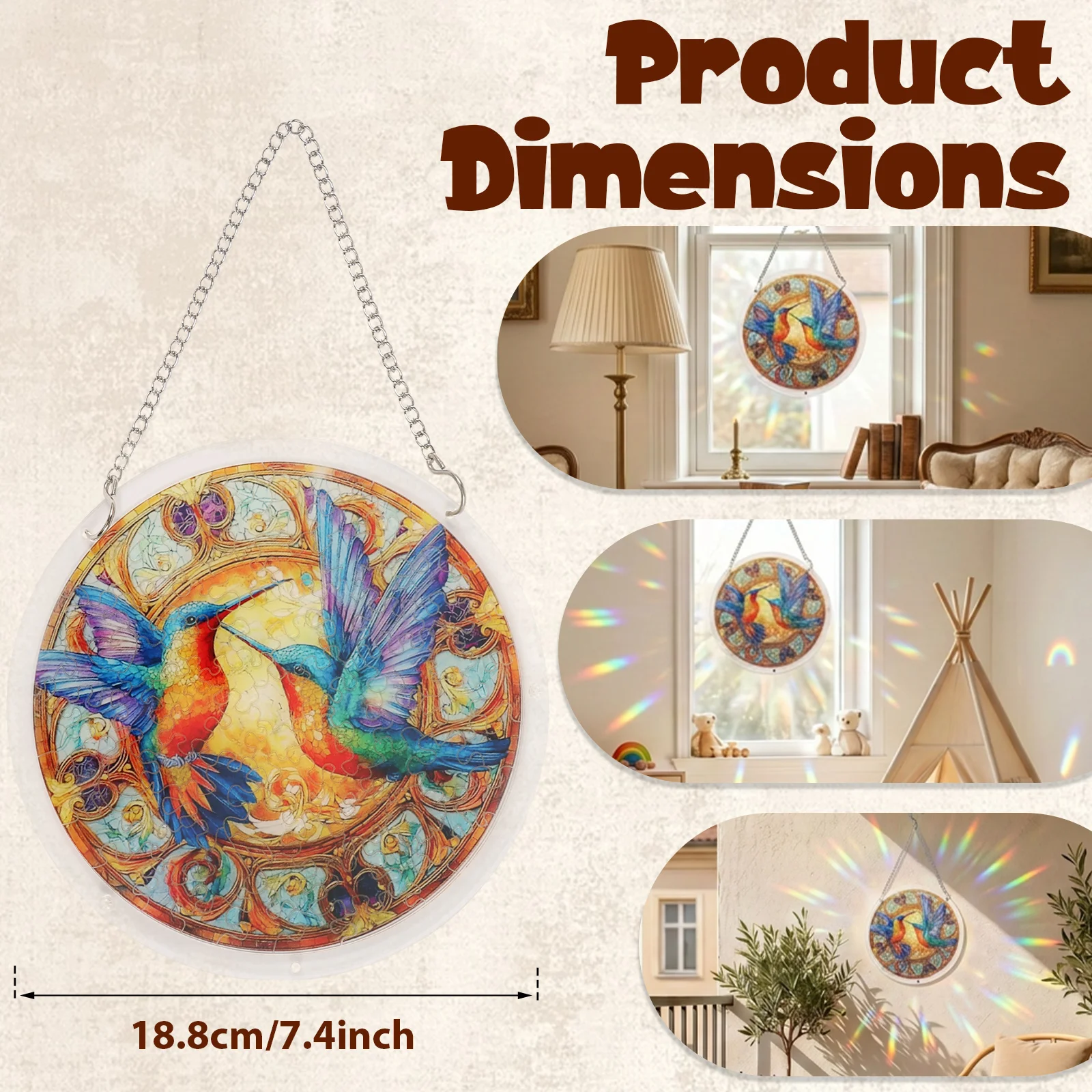 Acrylic Puzzle Suncatcher Window Hanging DIY Stained Glass Style Sun Catcher Home Garden Decor Light Refraction Gift for Her