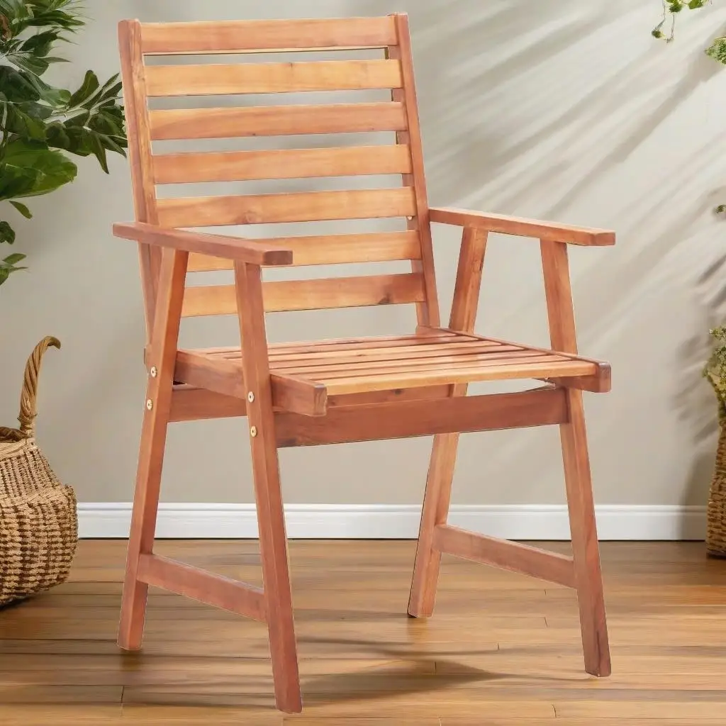 4-Piece Patio Dining Chair Set with Cushions - Solid Acacia Wood for Outdoor Comfort