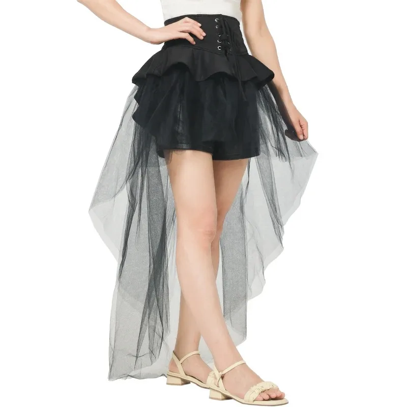 

qq34Steampunk Corset Overskirt Gothic Punk Skirt Women Halloween Party Carnival Cocktail Tulle Skirts