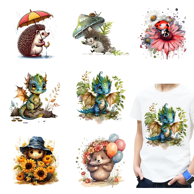 2PCS 15cm chameleon cartoon animal heat transfer sticker Iron On children's clothing T-shirt sweatshirt DIY decoration