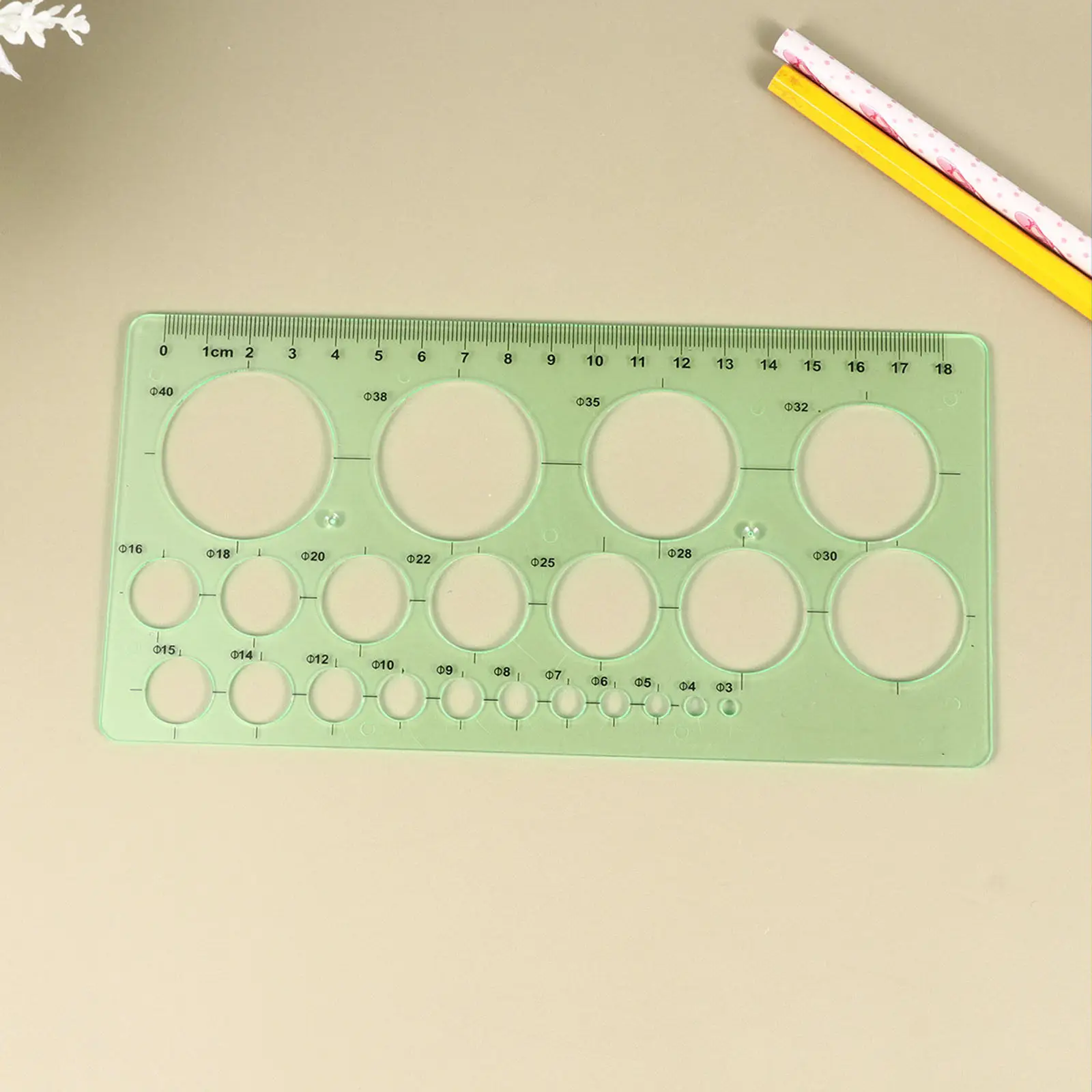 Geometric Ruler Template Set 2Pcs Transparent Circle Ellipse Measuring Drawing Tools for School Office Design