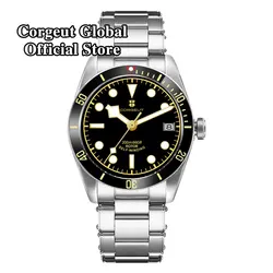 39mm Corgeut Sterile Steel NH35A Black  Dial Men Watch Sapphire Crystal  Ceramics Bezel Automatic Wristwatch Relógio