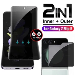 Privacy Anti-Spy External Tempered Glass Inner Soft Hydrogel Film For Samsung Galaxy W25 W24 Z Flip 7 FE 6 5 Screen Protector