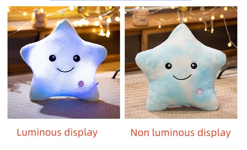 24*22CM Leucht fünfzackigen Stern Plüsch Spielzeug Glowing Star Gefüllte Weiche Puppe Kissen Schöne Halloween Weihnachten geschenke – Detail 4