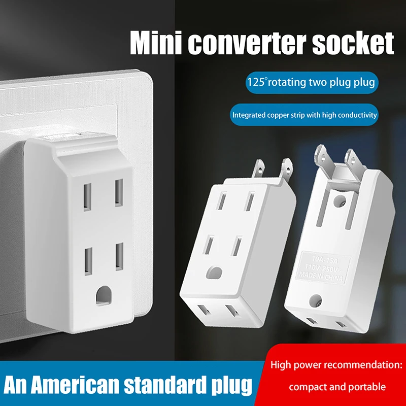 3In1 Wall Outlet Extension US Electrical Socket 125 Degree Plug Adapter Mexico Canada Travel Aadapter Portable Power Converter.