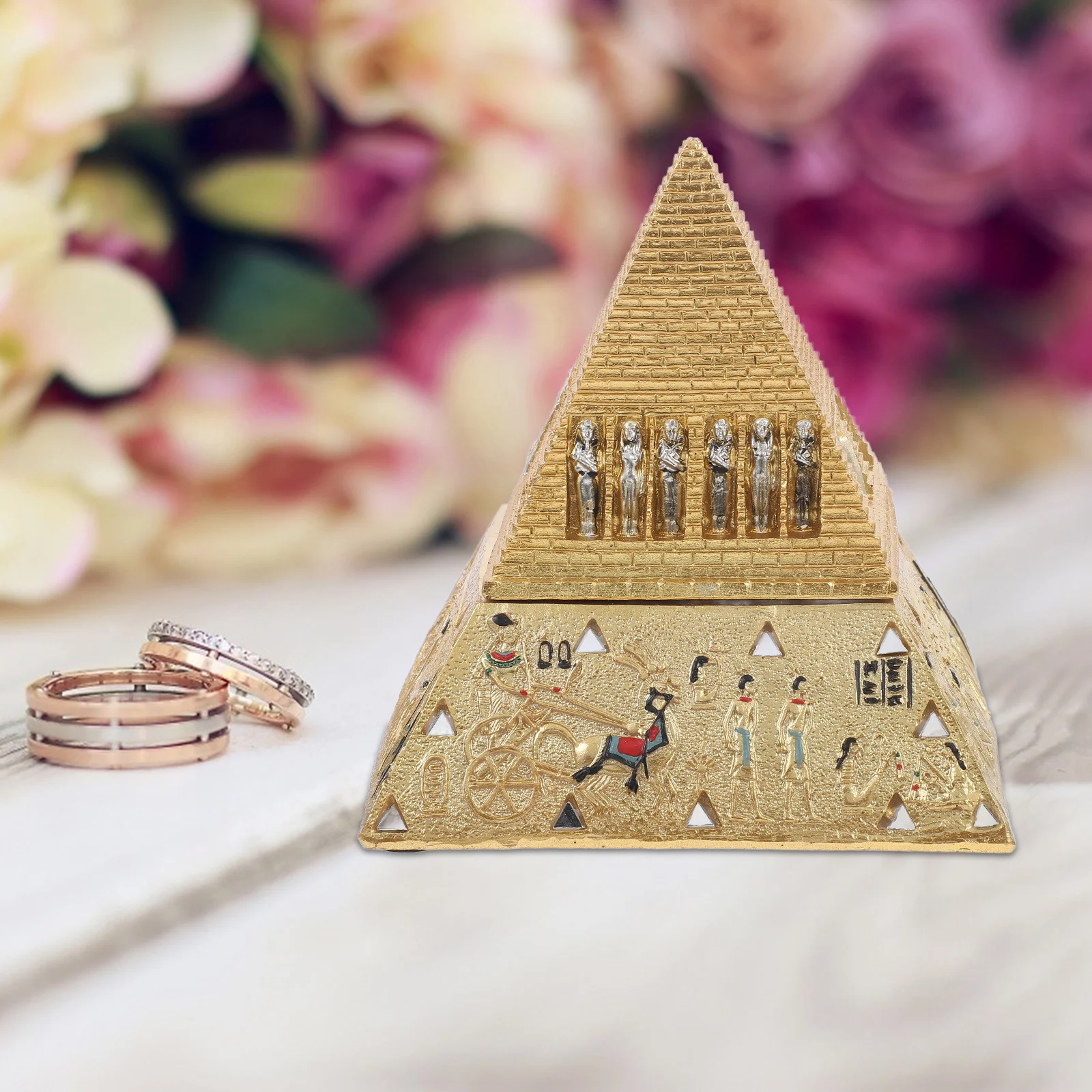 

Vintage Pyramid Jewelry Box Resin Organizer Charming Small Storage Case for Jewelry Rings Earrings Decorative Trinket Holder