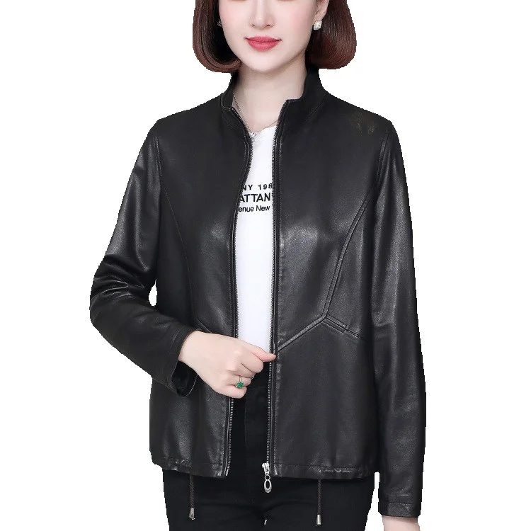 

Genuine Leather Jacket For Women's New Spring Top Layer Sheep Leather Jacket, Short Style Temperament, Versatile For Commuting