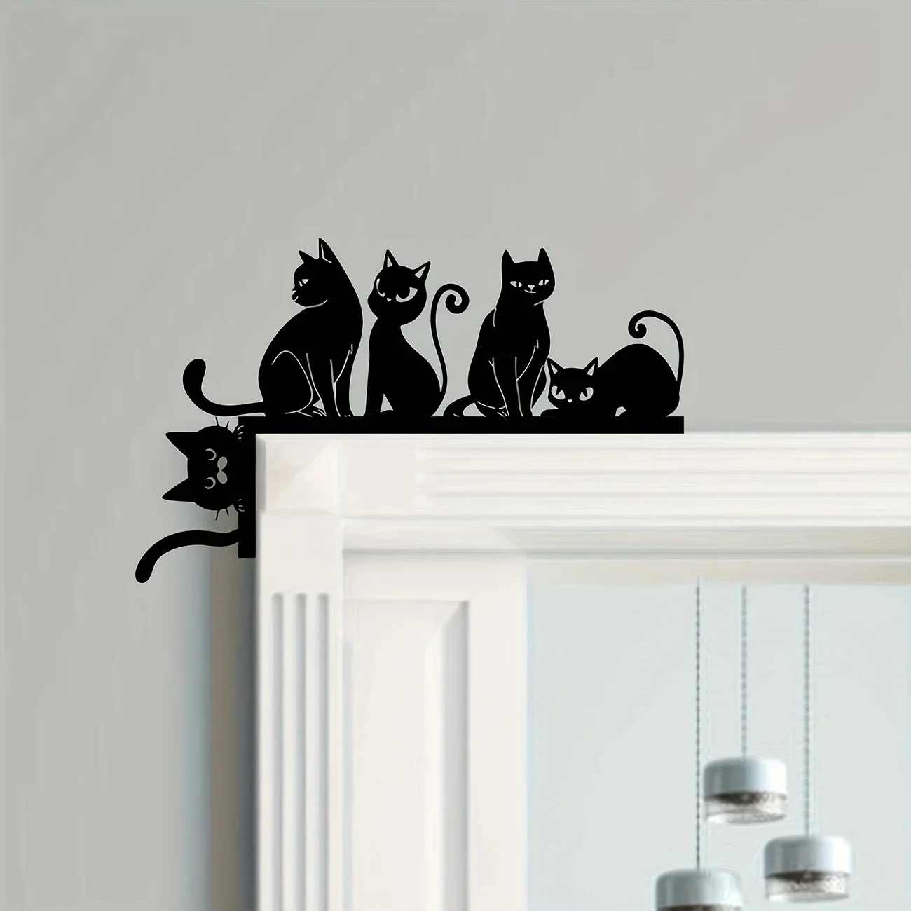 MT1086# Whimsy Cat Silhouette Door Topper, Playful Feline Shelf Bracket,  Indoor Bedroom Decor, Charming Gift for Cat Lovers