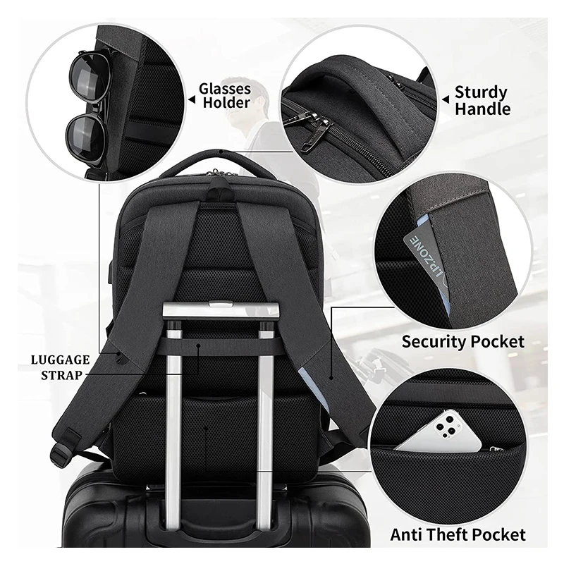 2024 New Fashion Water Resistant Business Backpack For Men Travel Notebook Laptop Backpack Bags 17.3 inch Male Mochila For Teen