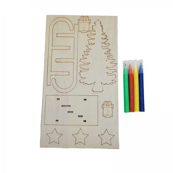 

4x Wood Sled DIY Wooden Crafts Kit DIY Assembly Toys Miniature Wood Trim Xmas Tree