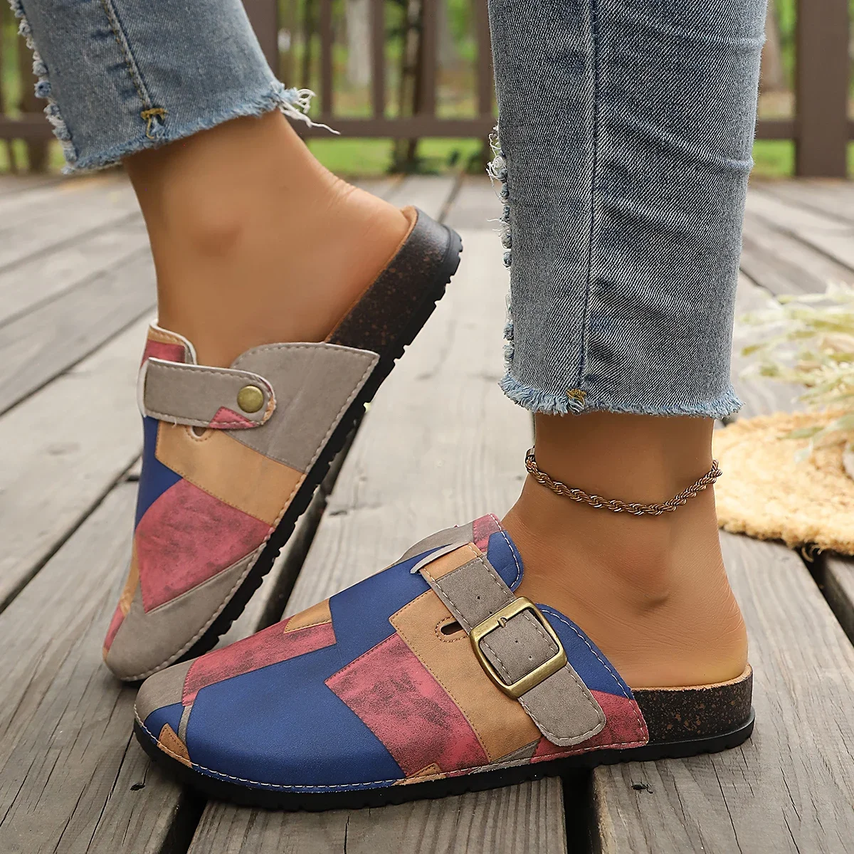 Frühling/Herbst Elegante Farbblockierte Street-Casual Mueller-Schuhe Modische Bestseller Neue Bequeme Übergrößen-Damenschuhe – Detail 6