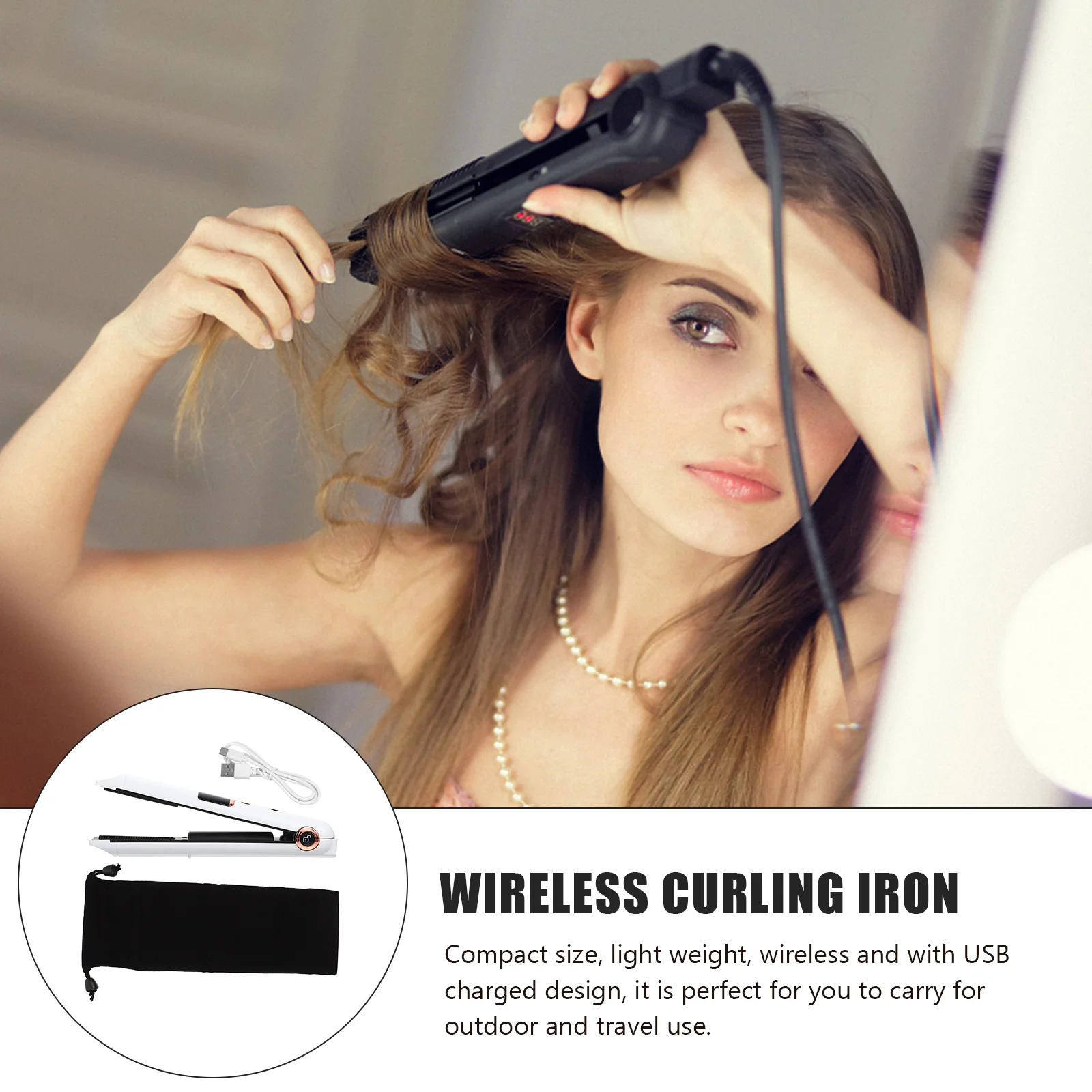 No Hair Damage Curling Iron Travel Wand for Styling Abs Straightener Size Wireless