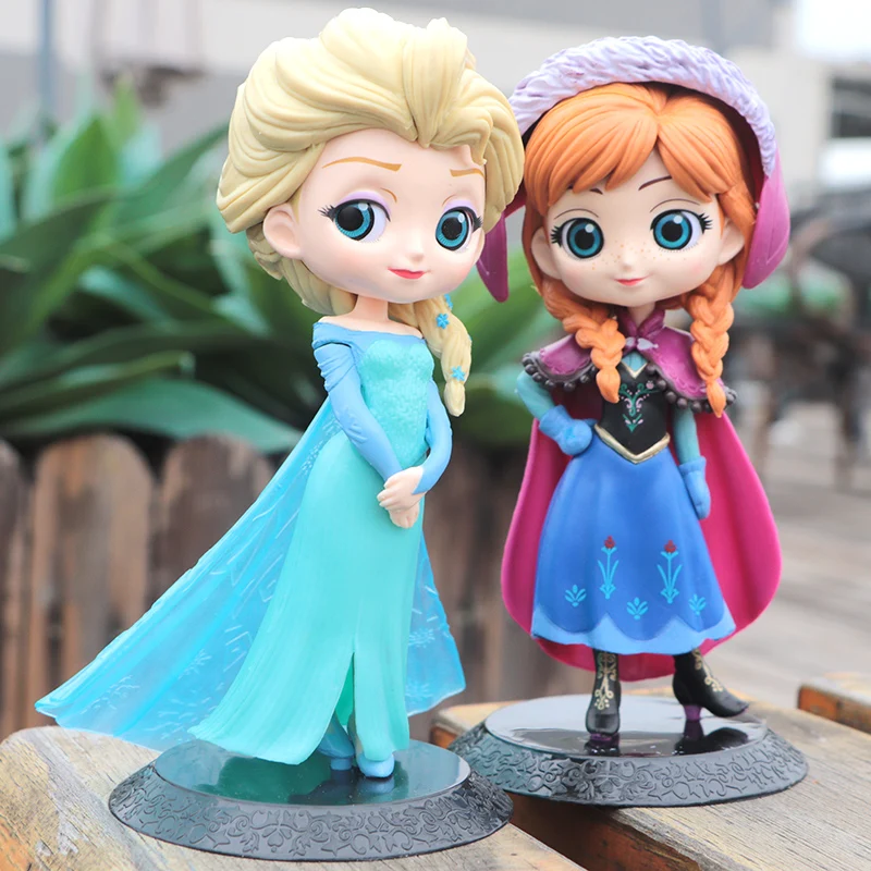 Princess Q Elsa Anna Figures PVC Model Doll Action Collection Figurine Toy for Children Gift desktop Ornament