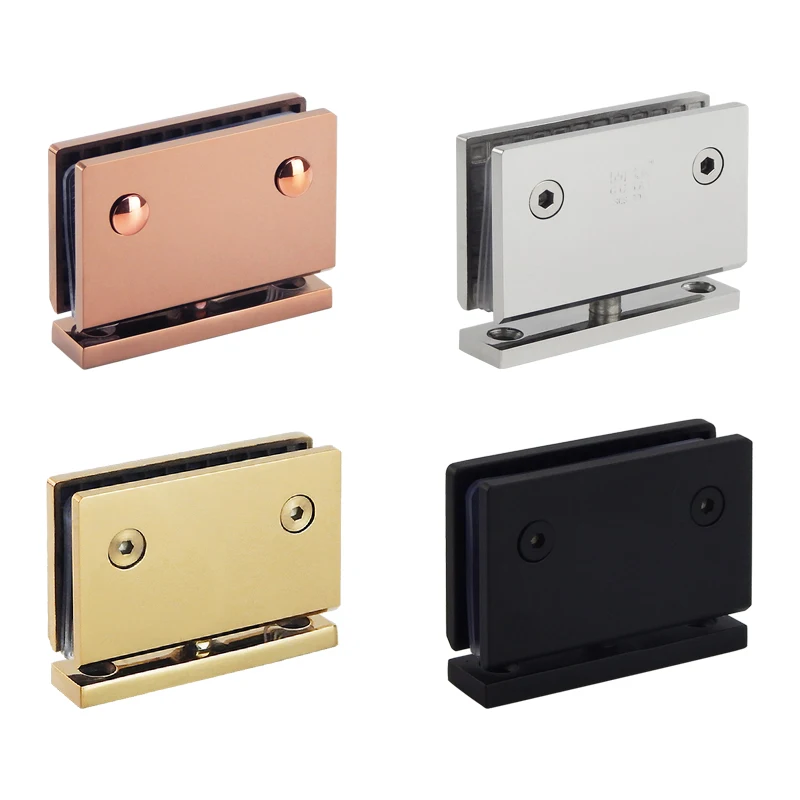360° Rotating Shaft Shower Room Glass Door Heaven and Earth Clip 304 Stainless Steel Hinge Bathroom Glass Clip Titanium Gold