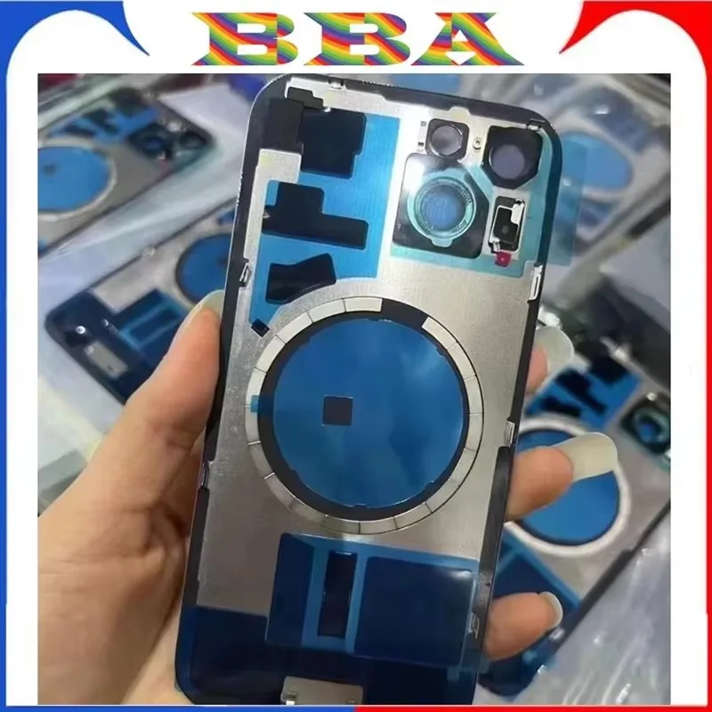 1PCS Back Cover Glass With Iron Plate Magnetic Ring For iPhone 16 15 Pro MAX 14 PLUS Replacement Door Housing Repair Glass - náhled 3